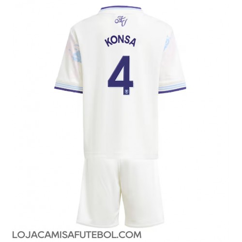 Camisa de Futebol Aston Villa Ezri Konsa #4 Equipamento Alternativo Infantil 2025-26 Manga Curta (+ Calças curtas)